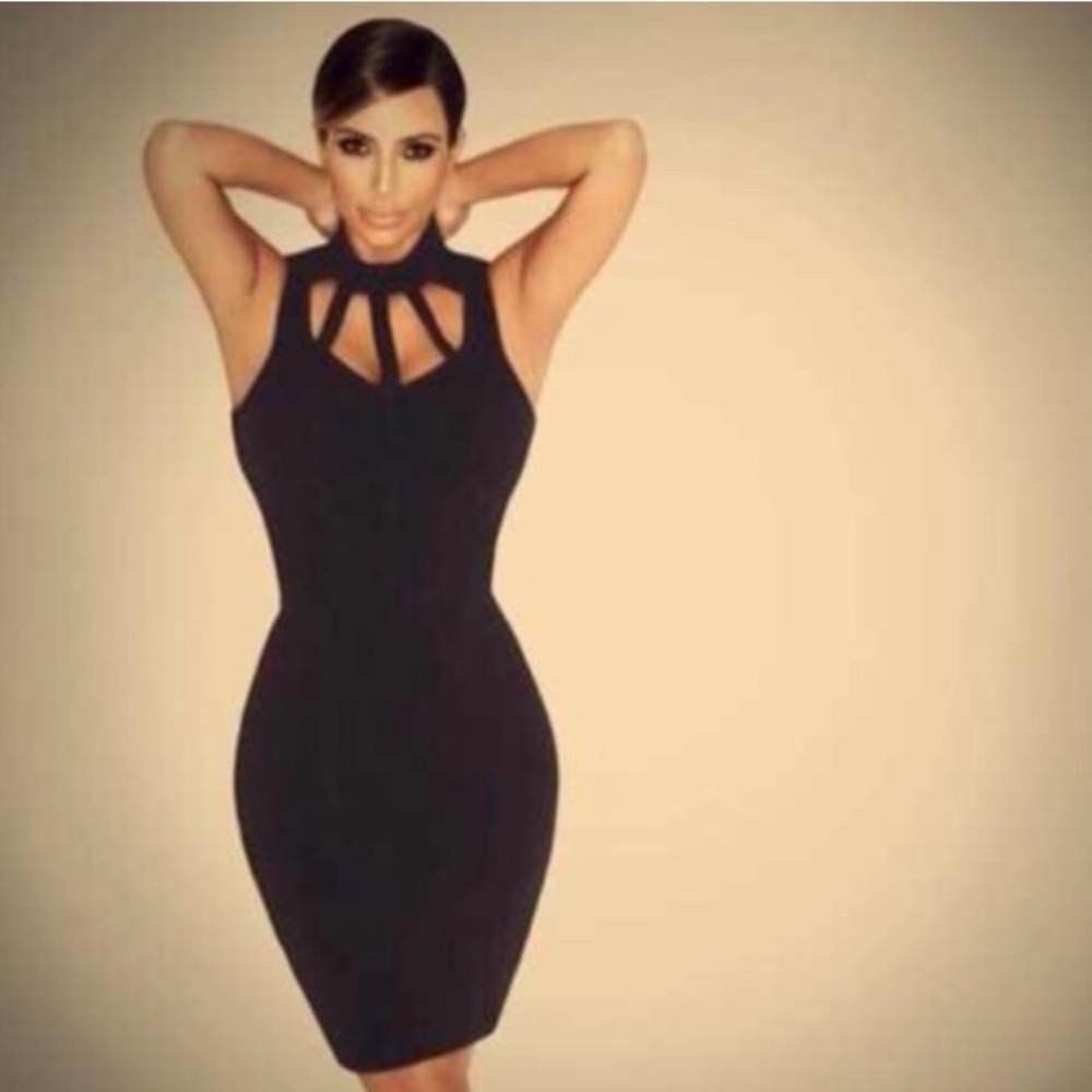 Kardashian Kollection Black Cut-Out Mini Dress